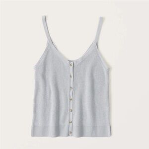 A&F Knit Tank Women’s Medium Gray Ribbed Button Up